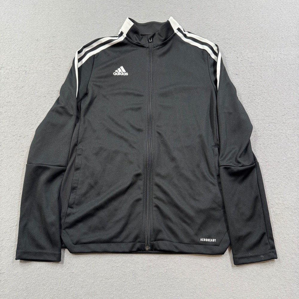 Adidas Track Jacket Womens Medium Black Aeroready Primegreen Gym Yoga Activewear